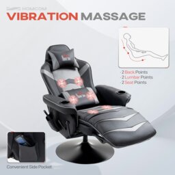Rackhams Massage Recliner Chair with Remote, PU Leather Recliner Armchair Grey - thumbnail 3