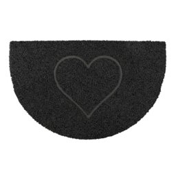 Rackhams Heart Half Moon Doormat in Black - Black - Vinyl - 1
