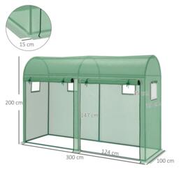 Rackhams Walk-in Greenhouse, Tomato Greenhouse with Double Doors & 4 Windows, Garden Plant Growth Green House with PE Cover, Steel Frame, Green, 3 x 1 x 2 m - thumbnail 3