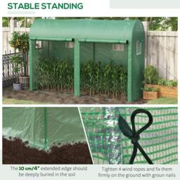 Rackhams Walk-in Greenhouse, Tomato Greenhouse with Double Doors & 4 Windows, Garden Plant Growth Green House with PE Cover, Steel Frame, Green, 3 x 1 x 2 m - thumbnail 5