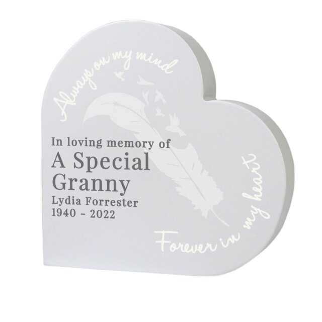 Rackhams Personalised Feather Free Standing Heart Ornament - image 1