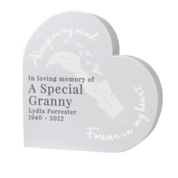 Rackhams Personalised Feather Free Standing Heart Ornament - thumbnail 1