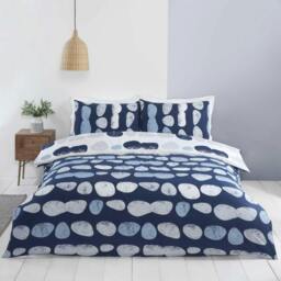 Rackhams Truro Pebbles Duvet Cover Set - Blue - Double - thumbnail 1