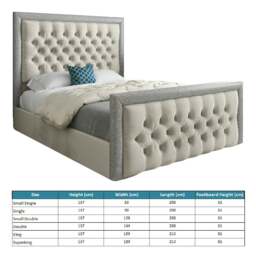 Rackhams Venice Glitter Border Upholstered Soft Velvet Bed Frame - Cream - Silver - Super king - thumbnail 4