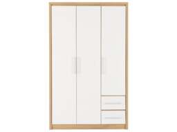 Rackhams Seville 3 Door 2 Drawer Triple Wardrobe - White High Gloss and Light Oak - thumbnail 2