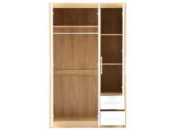 Rackhams Seville 3 Door 2 Drawer Triple Wardrobe - White High Gloss and Light Oak - thumbnail 3
