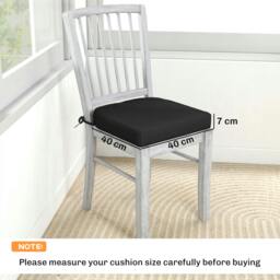 Rackhams Outdoor Chair Seat Cushions Set of 2, Garden Chair Cushions - Black - 40 x 40 x 7 cm - thumbnail 3