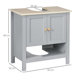 Rackhams Bathroom Under Sink Cabinet with Adjustable Shelf, White, Grey - Grey - thumbnail 3