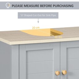 Rackhams Bathroom Under Sink Cabinet with Adjustable Shelf, White, Grey - Grey - thumbnail 4