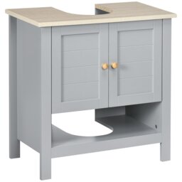 Rackhams Bathroom Under Sink Cabinet with Adjustable Shelf, White, Grey - Grey - thumbnail 2
