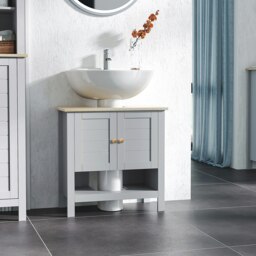 Rackhams Bathroom Under Sink Cabinet with Adjustable Shelf, White, Grey - Grey