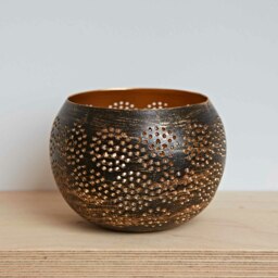 Rackhams Black and Gold Metal Tea Light Holder - Metal - thumbnail 4