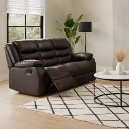 Rackhams Venice Leather Reclining 3 Seater Sofa - Black - thumbnail 5