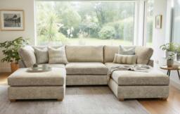 Rackhams Rayna U-Shaped Sofa - Stone - thumbnail 1