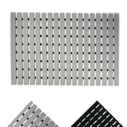Rackhams Non-Slip PVC Duckboard Shower Mat - Vertical Slats - 43cm x 64cm - Grey - thumbnail 2