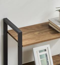 Rackhams 6-Tier Industrial Bookshelf with X-Brace – Tall Slim Bookcase, 30 x 80 x 186 cm, Wheat Brown & Ink Black - thumbnail 6