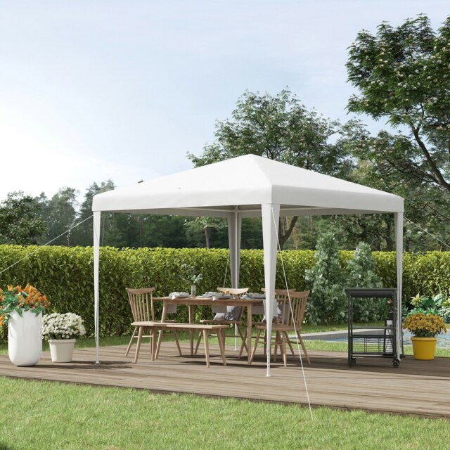 Rackhams Garden Gazebo Marquee Party Tent Wedding Canopy Patio White 2.7 x 2.7m - image 1