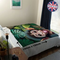 Rackhams Cheeky Monkey Luxury Fleece Throw Blanket - Large Size 150cm x 150cm - thumbnail 3
