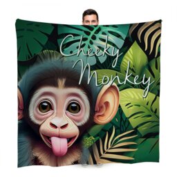 Rackhams Cheeky Monkey Luxury Fleece Throw Blanket - Large Size 150cm x 150cm - thumbnail 2
