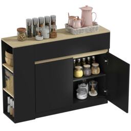 Rackhams Sideboard, Storage Cabinet with 2 Drawers, 3 Open Shelves, Black - Laminated - Sideboard - Black - thumbnail 2