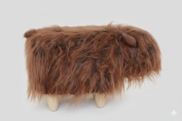 Rackhams Rumi the Highland Cow Faux Fur Footstool – Cosy Decorative Footrest - Dark brown - thumbnail 4