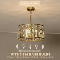 Rackhams Modern Flush Mount Ceiling Light, Crystal Chandelier for Living Room - Silver - thumbnail 5