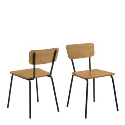 Rackhams Peru Dining Chair in Steel and Oak Set of 2 - 1