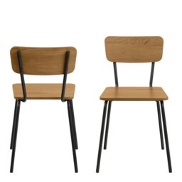 Rackhams Peru Dining Chair in Steel and Oak Set of 2 - 1 - thumbnail 2