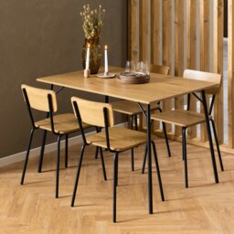 Rackhams Peru Dining Chair in Steel and Oak Set of 2 - 1 - thumbnail 4