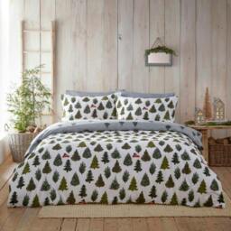 Rackhams Evergreen Brushed Cotton Duvet Cover Set - Pine Green - Single - Pine Green - 100% Brushed Cotton - thumbnail 1