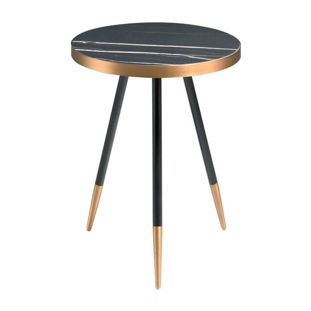 Rackhams Round Corner Table in Porcelain Marble and Black Steel 2069 - image 1