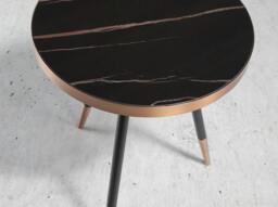 Rackhams Round Corner Table in Porcelain Marble and Black Steel 2069 - thumbnail 5
