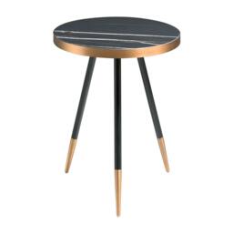 Rackhams Round Corner Table in Porcelain Marble and Black Steel 2069 - thumbnail 1