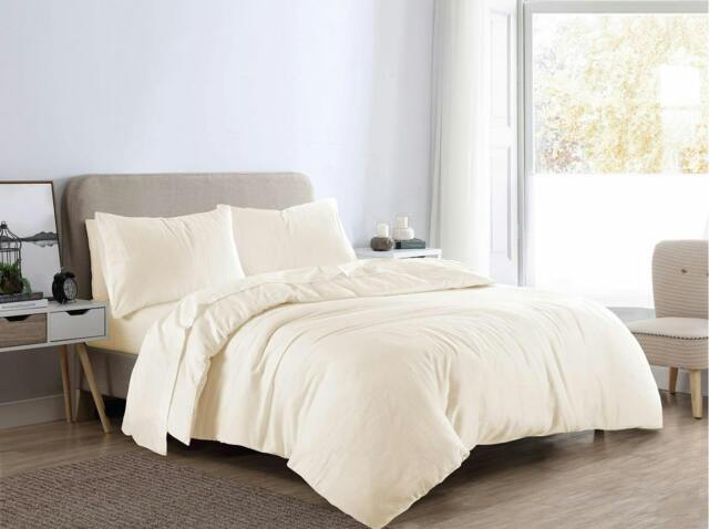 Rackhams Plain Dye Flannelette Cream Duvet Cover Set - Single - image 1