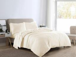 Rackhams Plain Dye Flannelette Cream Duvet Cover Set - Single - thumbnail 1