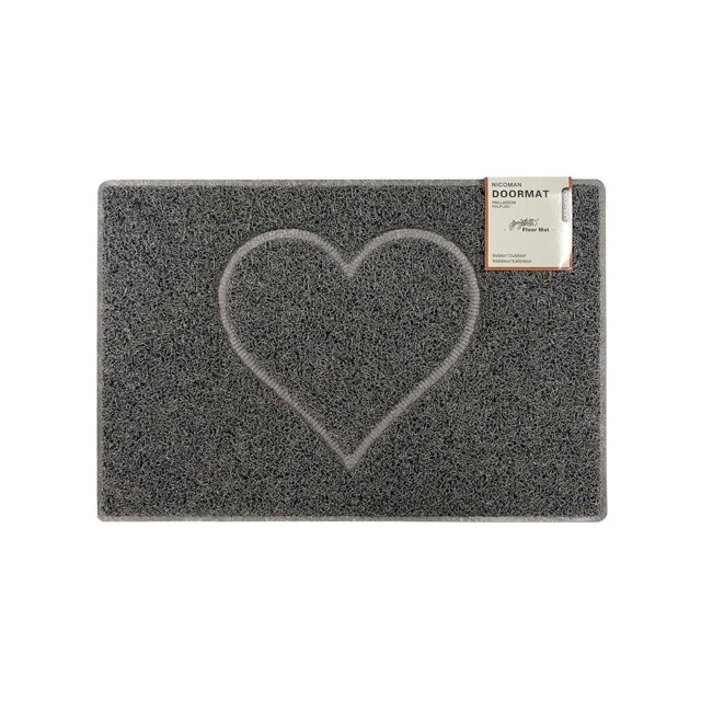 Rackhams Heart Small Embossed Doormat in Grey - Grey - Vinyl - 1 - image 1