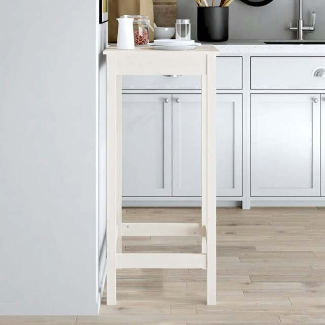 Rackhams Bar Table White 50x50x110 cm Solid Wood Pine - White - Solid pinewood