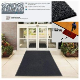 Rackhams Plain Medium Doormat in Grey - Grey - Vinyl - 1 - thumbnail 4