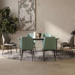 Rackhams Gareth Dining Table, Marble & Carbon Steel - 160 x 90cm - thumbnail 5