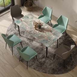 Rackhams Gareth Dining Table, Marble & Carbon Steel - 160 x 90cm - thumbnail 4