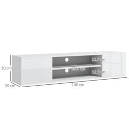 "Rackhams Floating TV Stand Cabinet for TVs up to 60"", Wall Mounted TV Unit with Open Shelf, Storage Cupboards and Cable Management for Living Room, White" - thumbnail 3