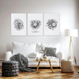 Rackhams Canvas Painting Wall Decor - Set of 3 Abstract Clocks Wall art Prints - A2 16.54 x 23.39 in / 42 x 59.4 cm - Satin Photo paper 280 gsm - Unframed - thumbnail 5