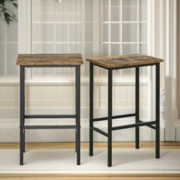 Rackhams Industrial 2PC Bar Stools Counter Height Rustic Brown - thumbnail 5