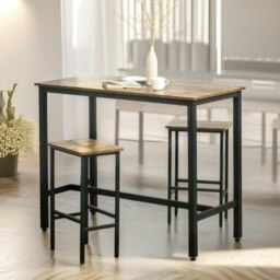 Rackhams Industrial 2PC Bar Stools Counter Height Rustic Brown - thumbnail 3