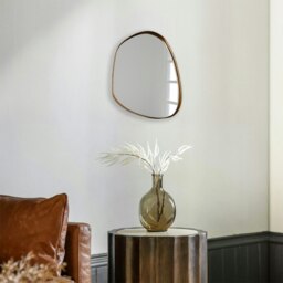 Rackhams Modern Small Antique Gold Pebble Metal Wall Mirror - 36cm x 28cm - Brown - thumbnail 3