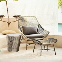 Rackhams Carmean Rattan Chair and Footstool, Outdoor - Two Seater 145cm - thumbnail 2