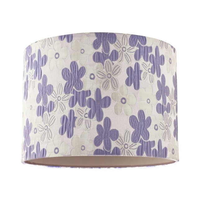 Rackhams Chic Floral Round Drum Fabric Lamp Shade with Lilac and White Daisies - image 1