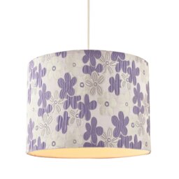 Rackhams Chic Floral Round Drum Fabric Lamp Shade with Lilac and White Daisies - thumbnail 2
