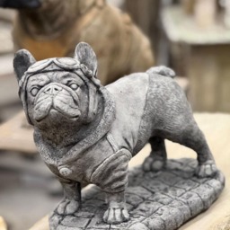 Rackhams Pilot Frenchie Stone Statue Detailed Garden Ornament - thumbnail 1