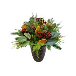 Rackhams 16 Inch Orange and Berry Christmas Topiary Centrepiece with PVC and PE Foliage - thumbnail 1